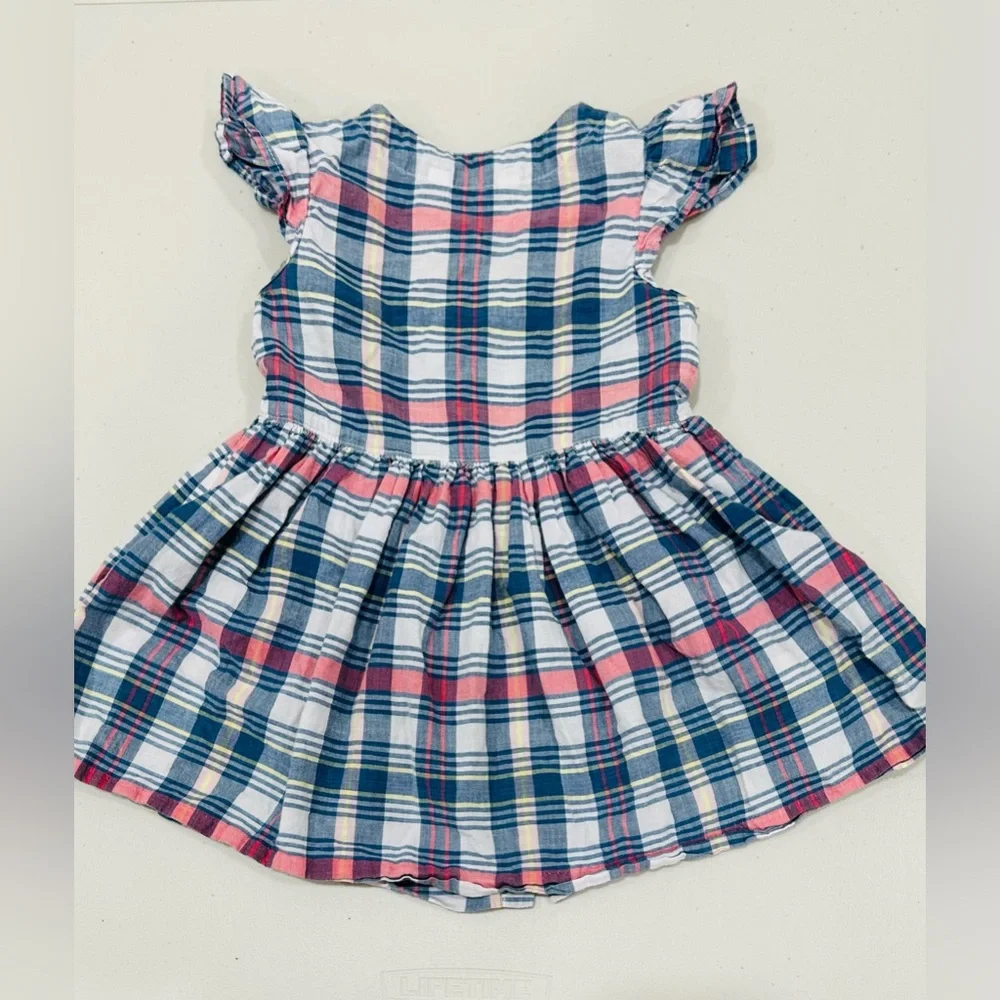 Ralph Lauren Plaid Button Down Kids Dress With Flutter  Cap Sleeve Size‎ 18M